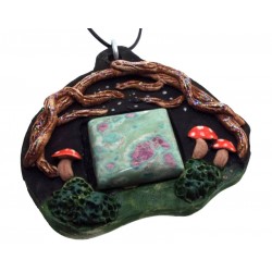 Ceramic Faerie Toadstool with Ruby Fuchsite Wall Art 57
